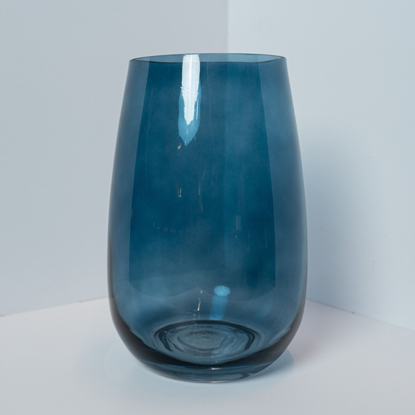 Ваза для цветов стеклянная 23х11 см синяя - купить вазу в интернет ...