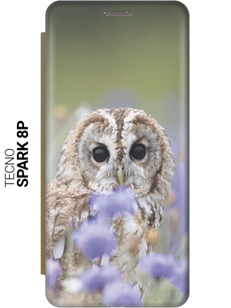 Чехол-книжка на Tecno Spark 8P / Техно Спарк 8Р c принтом "Сова и ...