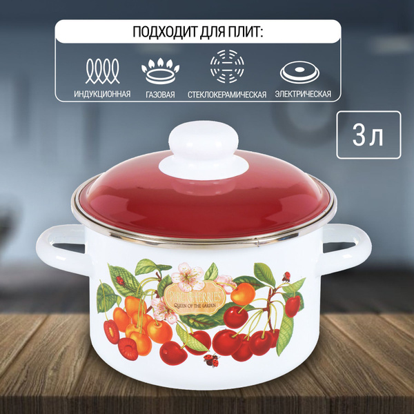 Кастрюля СтальЭмаль, Сталь, Эмалированная сталь, 3 л - купить по ...
