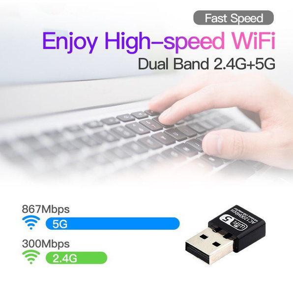 VBESTLIFE Adattatore WiFi USB, Dongle WiFi 1300Mbps USB 3.0 Dual Band 5G, Adattatore di Rete Wireless 2.4G per PC Desktop Portatile, Doppie Antenne, per Windows XP 7 8 8.1 10