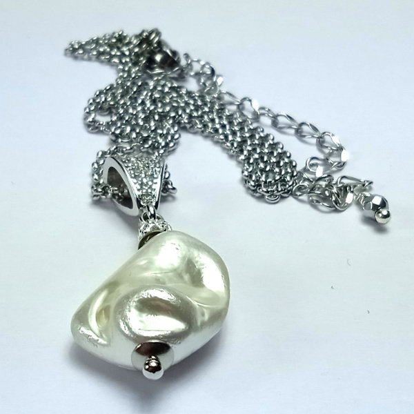 Барочный жемчуг майорика украшение на шею женское колье серебряное AV ...