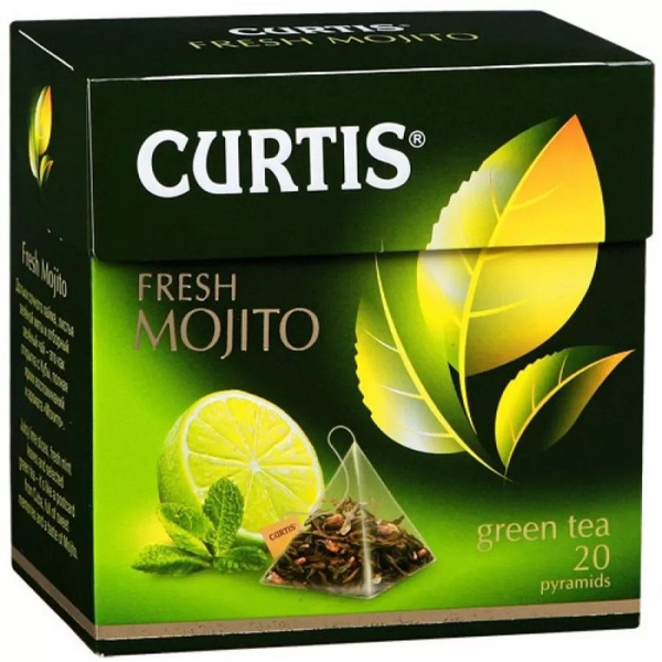 Чай зеленый Curtis Fresh Mojito (Фреш Мохито) в пирамидках, 20 пак., 12 ...