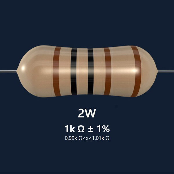 Металлопленочный резистор, номинал сопротивления 1K Ом, точность 1% ...