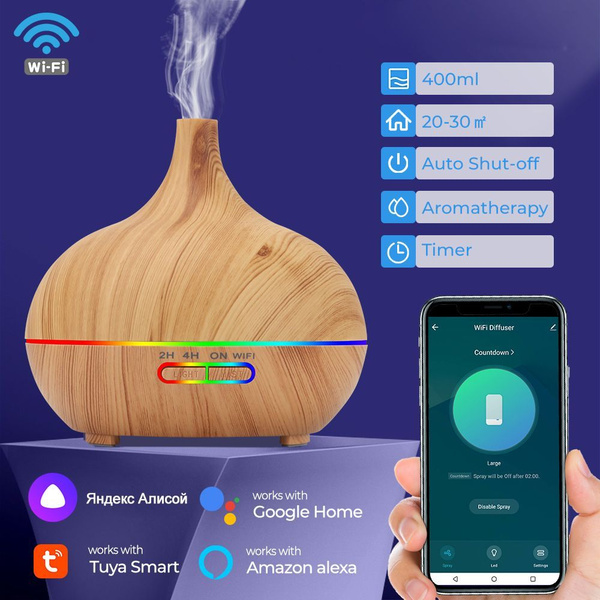 Умная Увлажнитель Воздуха Wi-Fi, Яндекс Алисой, Марусей, Google Home ...