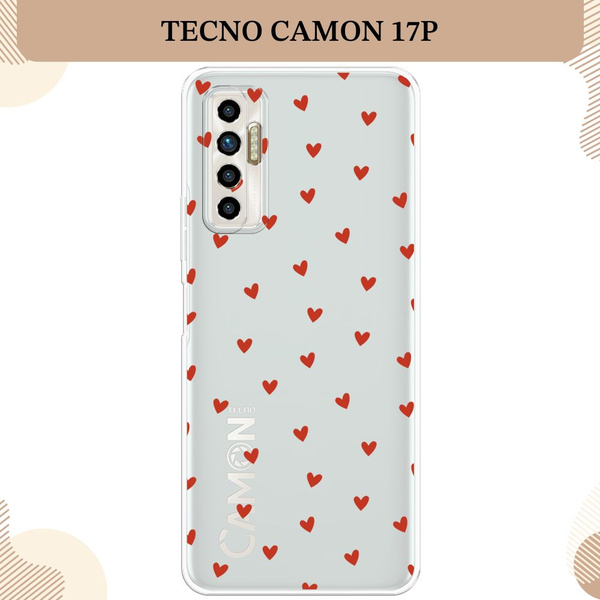 Силиконовый чехол на Tecno Camon 17P / Текно Камон 17Р Red hearts ...