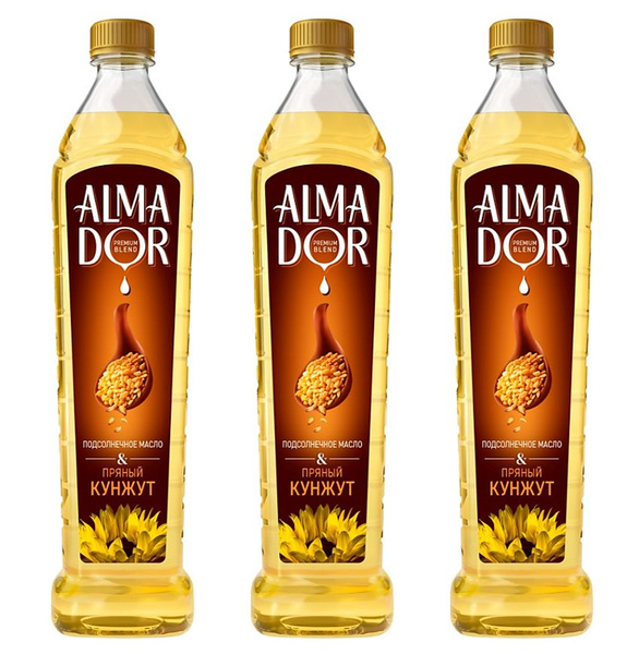 Масло подсолнечное ALMADOR со вкусом кунжута, 750 мл. - 3 штуки ...