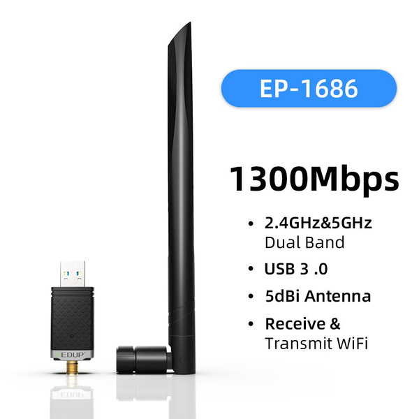 Характеристики EDUP 1300 Мбит/с Mini USB Wi-Fi адаптер Двухдиапазонная ...