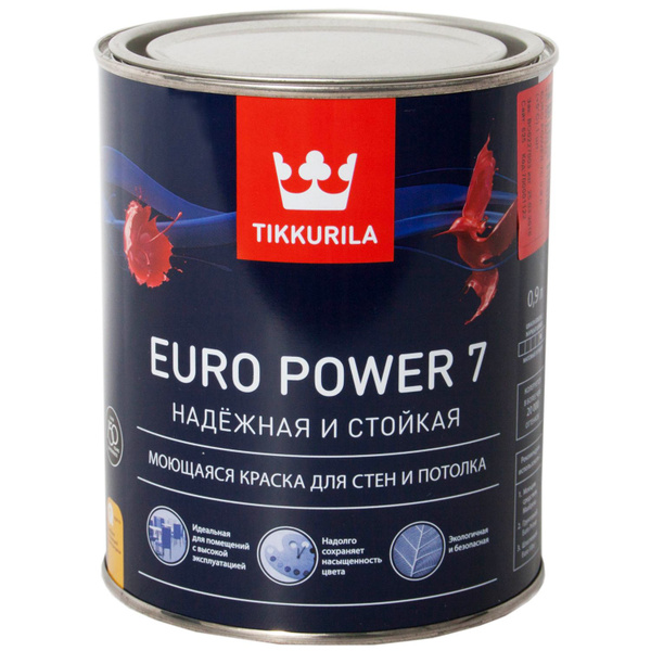 Краска Tikkurila Евро Пауэр 7 / Euro Power 7_A Быстросохнущая, Гладкая ...