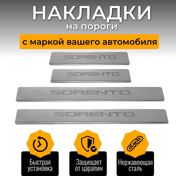 Накладки на пороги Киа Соренто Прайм, KIA SORENTO PRIME(буква SORENTO ...