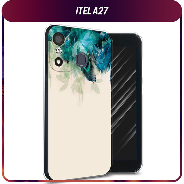 Силиконовый чехол на Itel A27 / Ител А27 - "Перья голубого цвета ...