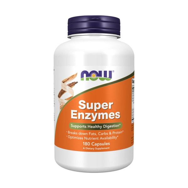 Супер Ферменты, Энзимы, NOW Super Enzymes - 180 капсул (капс массой 800 ...