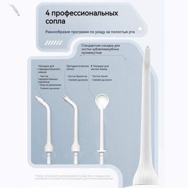 Портативный ирригатор для полости рта Revyline RL 650 белый, 2 насадки ...