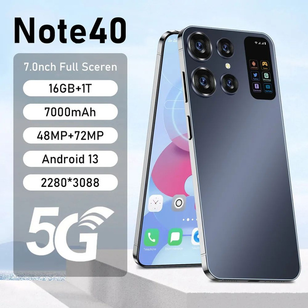 Смартфон Note 40 5G network 7.0 HD с большим экраном и большой памятью ...