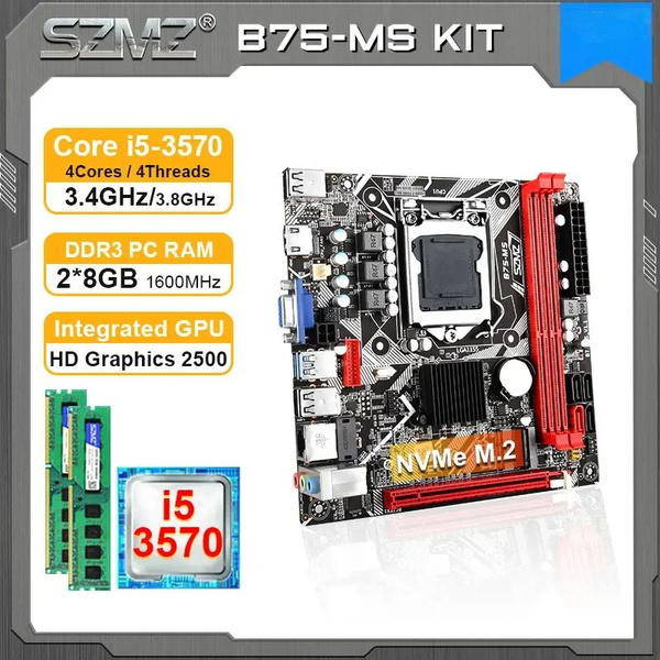 Материнская плата SZMZ SZMZ B75 MS+Core i5 3570+DDR3 2x8G 1600套件 купить ...