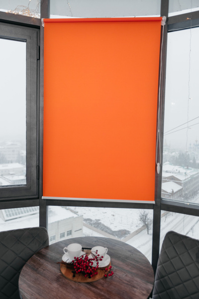 Рулонные шторы RolisBlinds ткань Альфа оранжевый** , размер 80х200 см ...