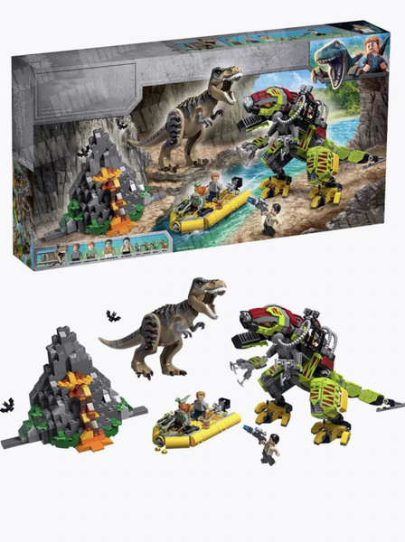 Конструктор с динозаврами, бой тираннозавра и робота динозавра ...