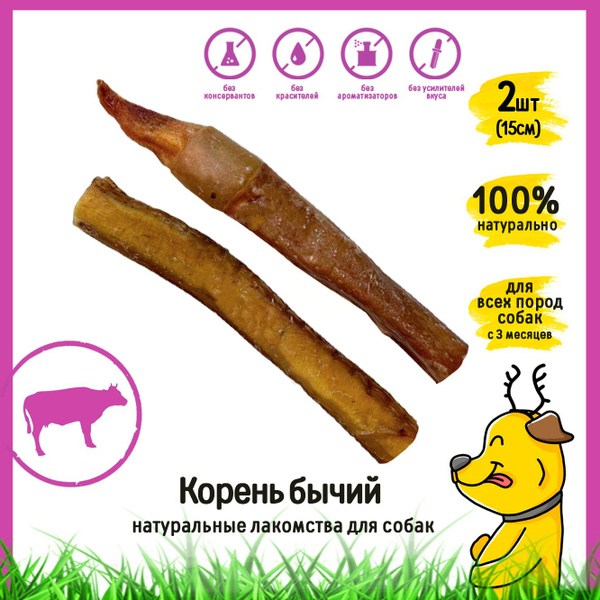 Лакомство для собак "Бычий корень" 2 шт 15 см HorDog купить на OZON по ...