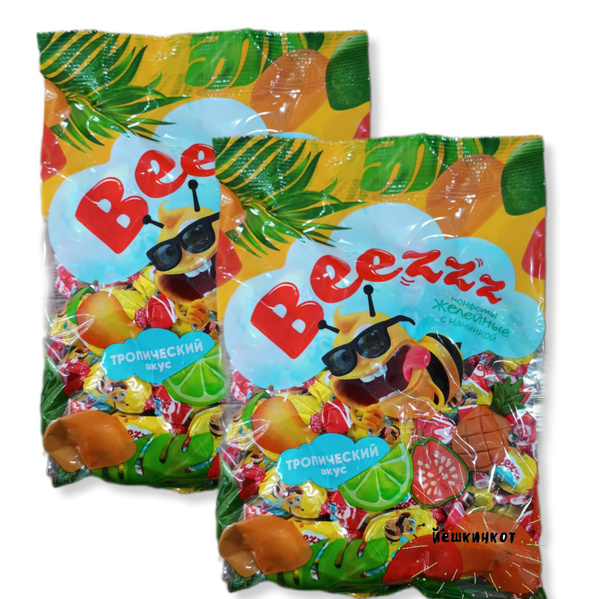 Конфеты желейные с начинкой "BEEZZZ тропический вкус", 2 уп по 500г ...