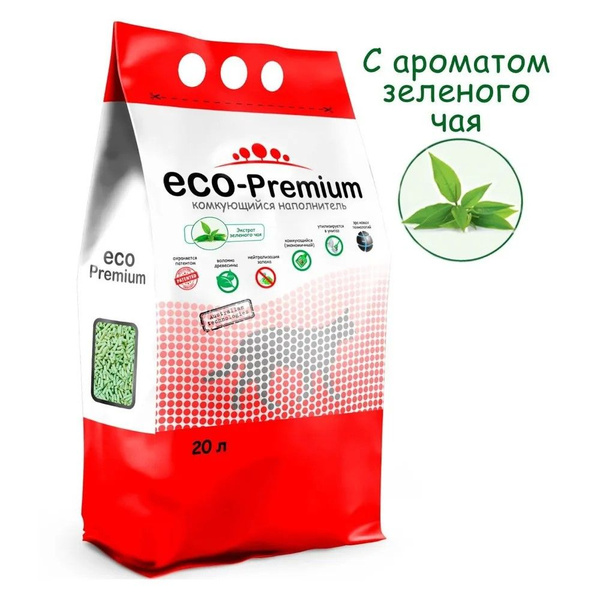 Наполнитель для кошачьего туалета ECO-Premium Зеленый чай древесный ...