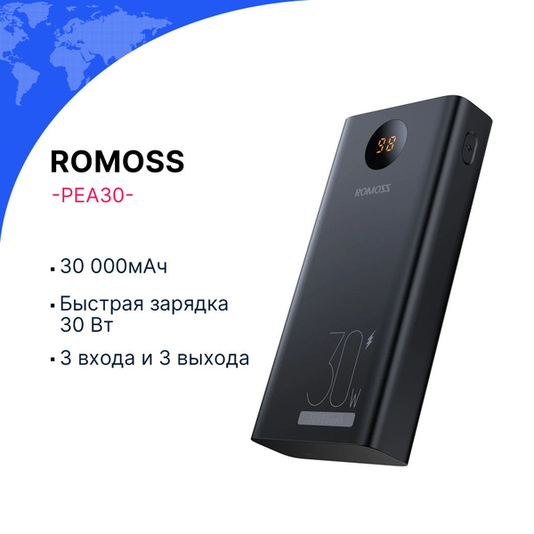 Внешний аккумулятор (Power Bank) Romoss 30000 мач_USB_USB Type-C ...