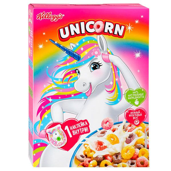 Любятово Готовый завтрак Unicorn Радужные колечки с фруктовым вкусом ...