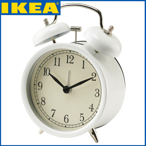 Будильник настольный IKEA (ИКЕА), цвет белый. Часы кварцевые бесшумные ...