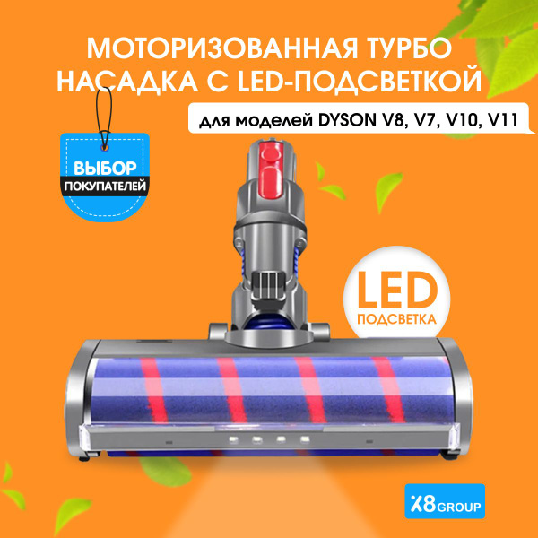 Насадка для пылесоса Dyson V8, V7, V10, V11, V15. Турбощетка для пола с ...