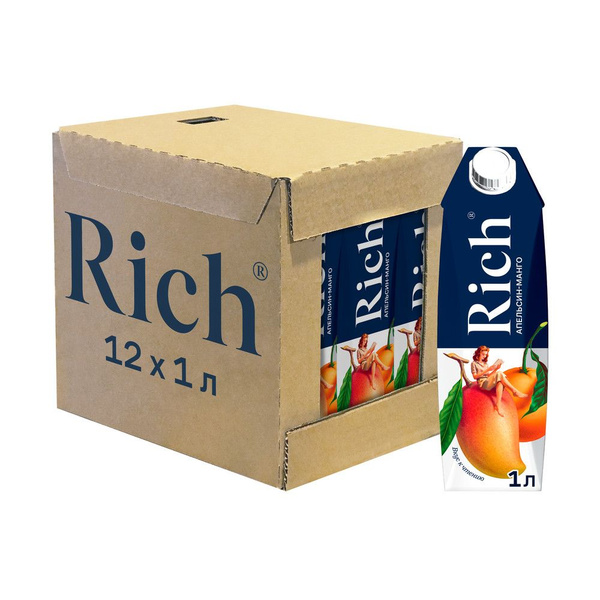 Нектар Rich Апельсин-манго, 12 шт по 1 л - купить с доставкой по ...