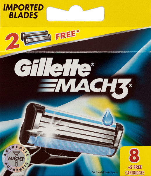 Сменные лезвия для бритья Gillette Mach 3 EuroPack (8 кассеты) - купить ...