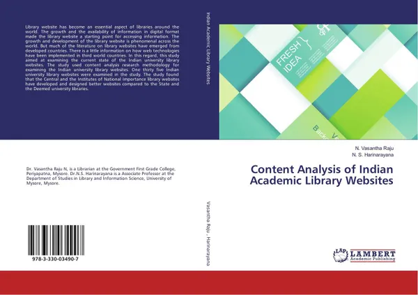 Обложка книги Content Analysis of Indian Academic Library Websites, N. Vasantha Raju and N. S. Harinarayana