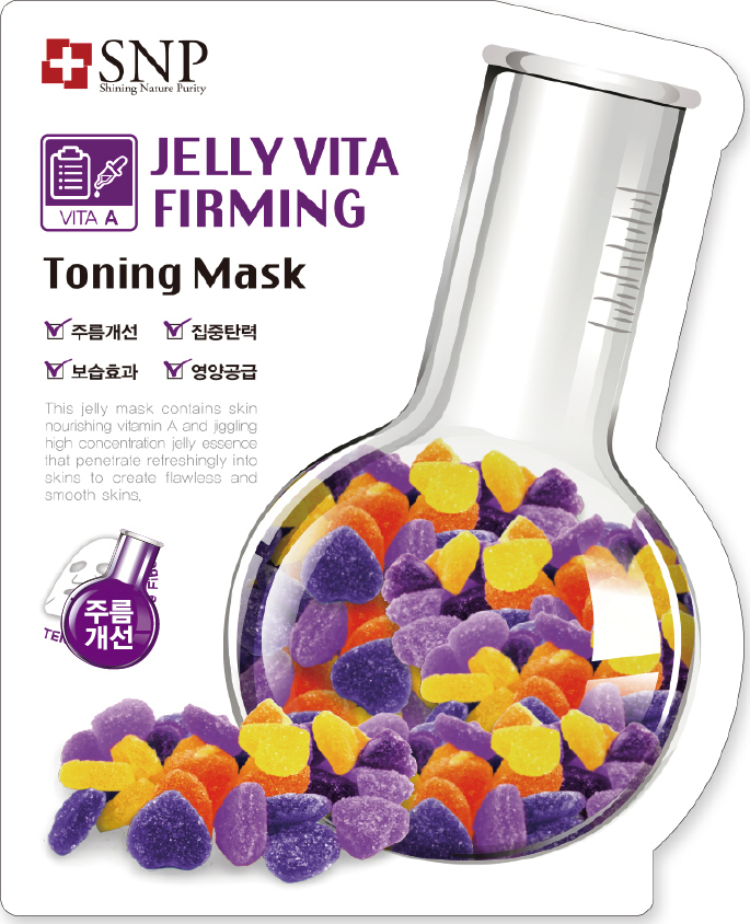 фото Маска косметическая SNP Jelly Vita Firming Toning тканевая для лица с витамином А тонизирующая подтягивающая, 30 мл