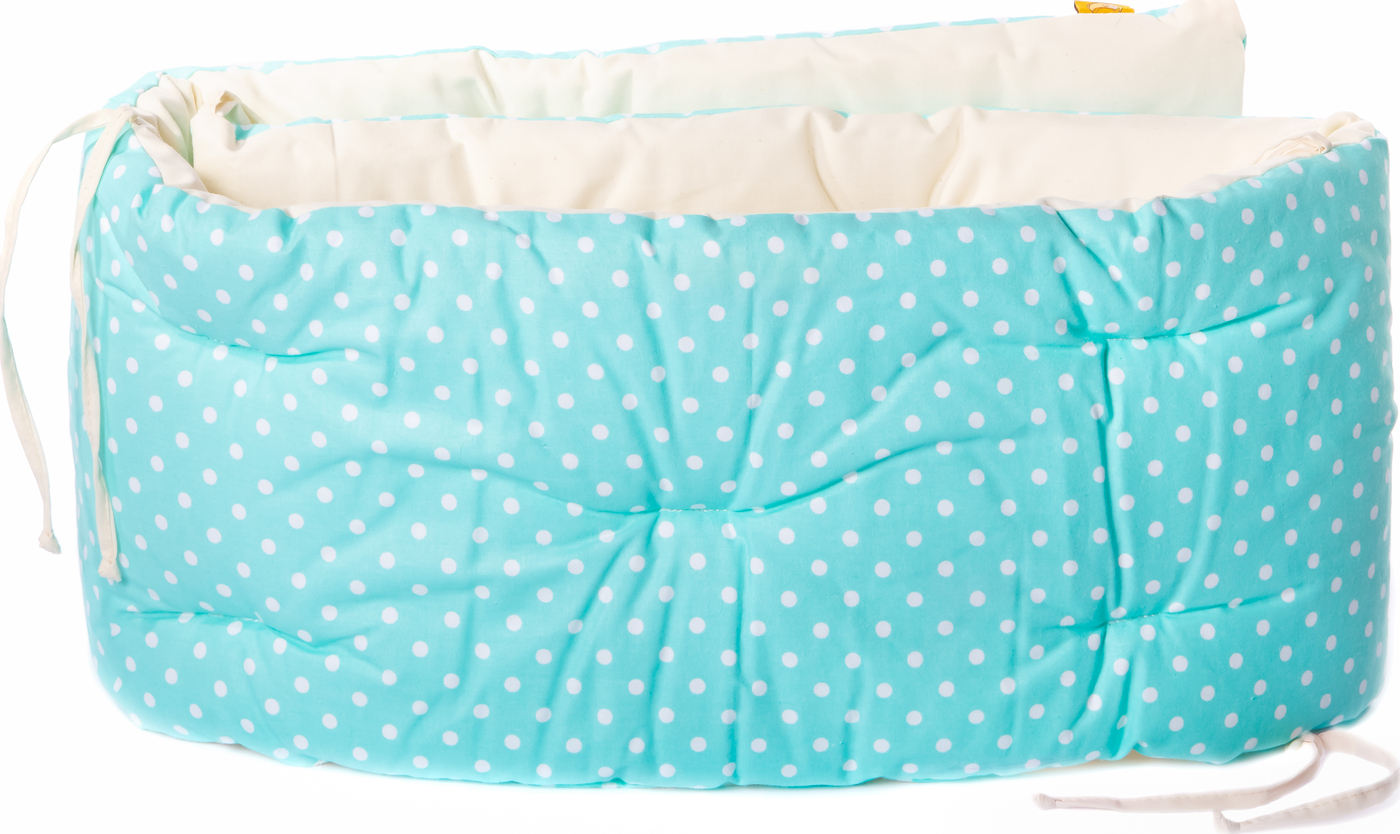 фото Бортик в детскую кроватку HoneyMammy 180x25 см (Dots Turquoise)