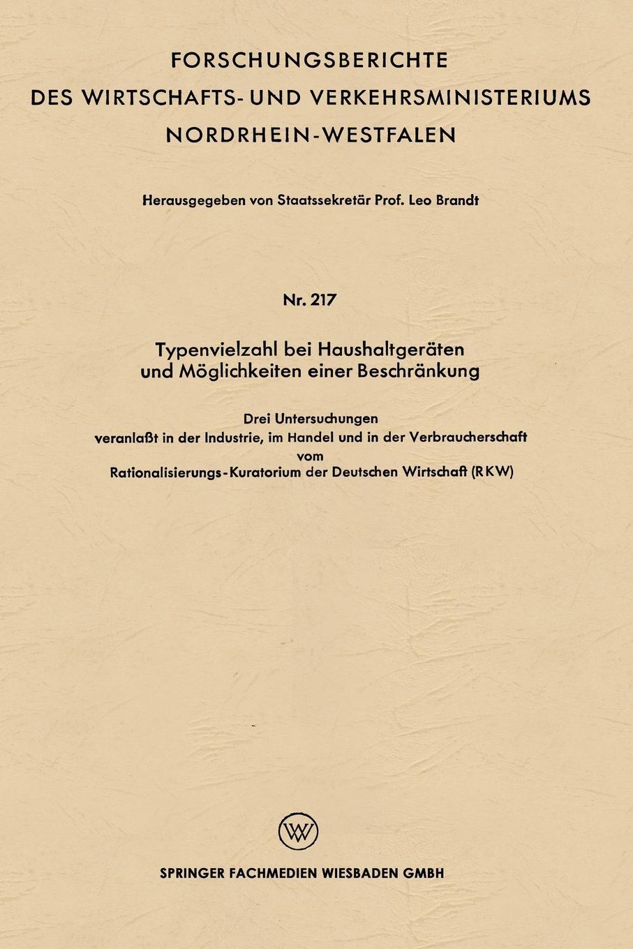 Typenvielzahl Bei Haushaltgeraten Und Moglichkeiten Einer Beschrankung 9783663128052