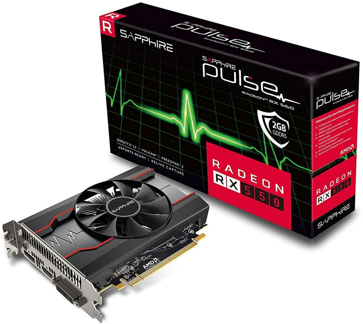 фото Видеокарта Sapphire PULSE RADEON RX 550 2G GDDR5 HDMI / DVI-D / DP (UEFI) (11268-03-20G)