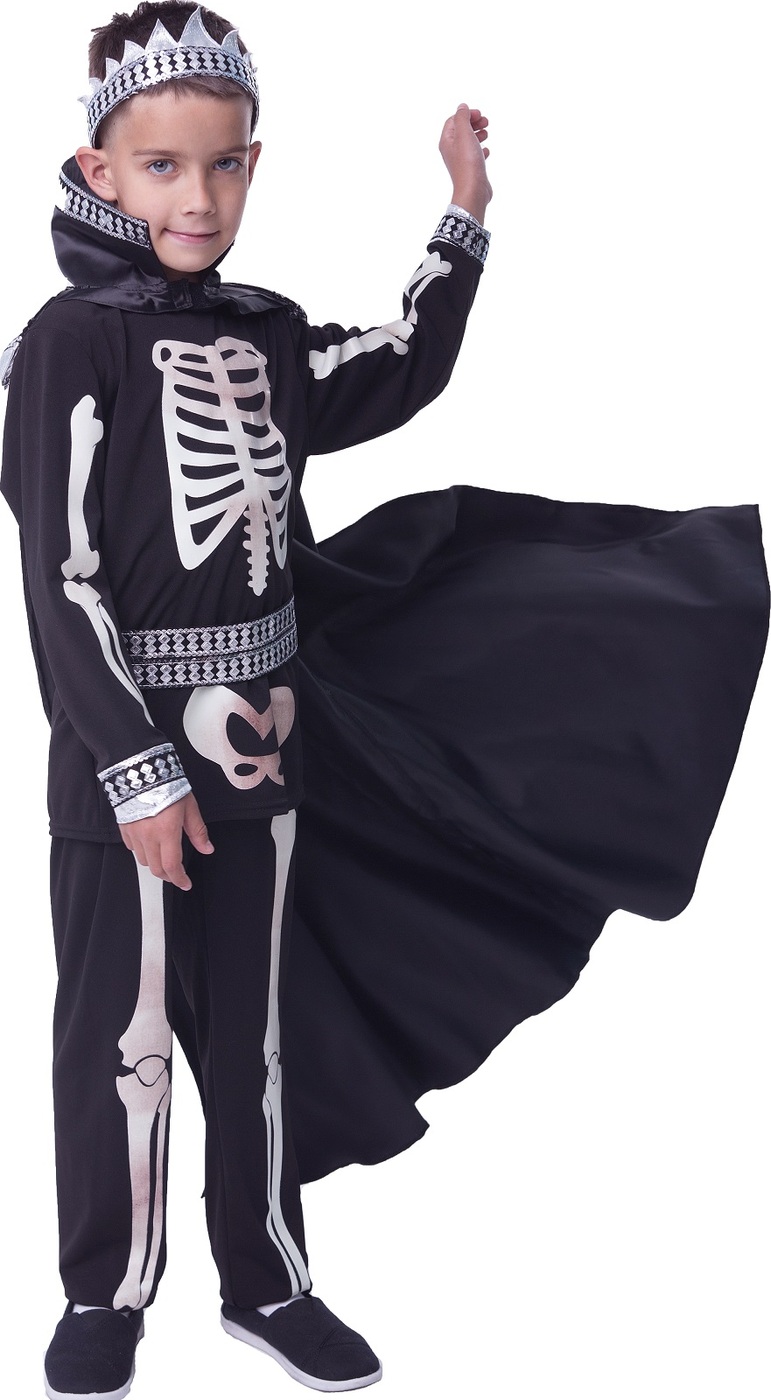 фото Карнавальный костюм Кощей Рубашка, брюки, пояс, плащ, корона, череп размер 122-64 Пуговка