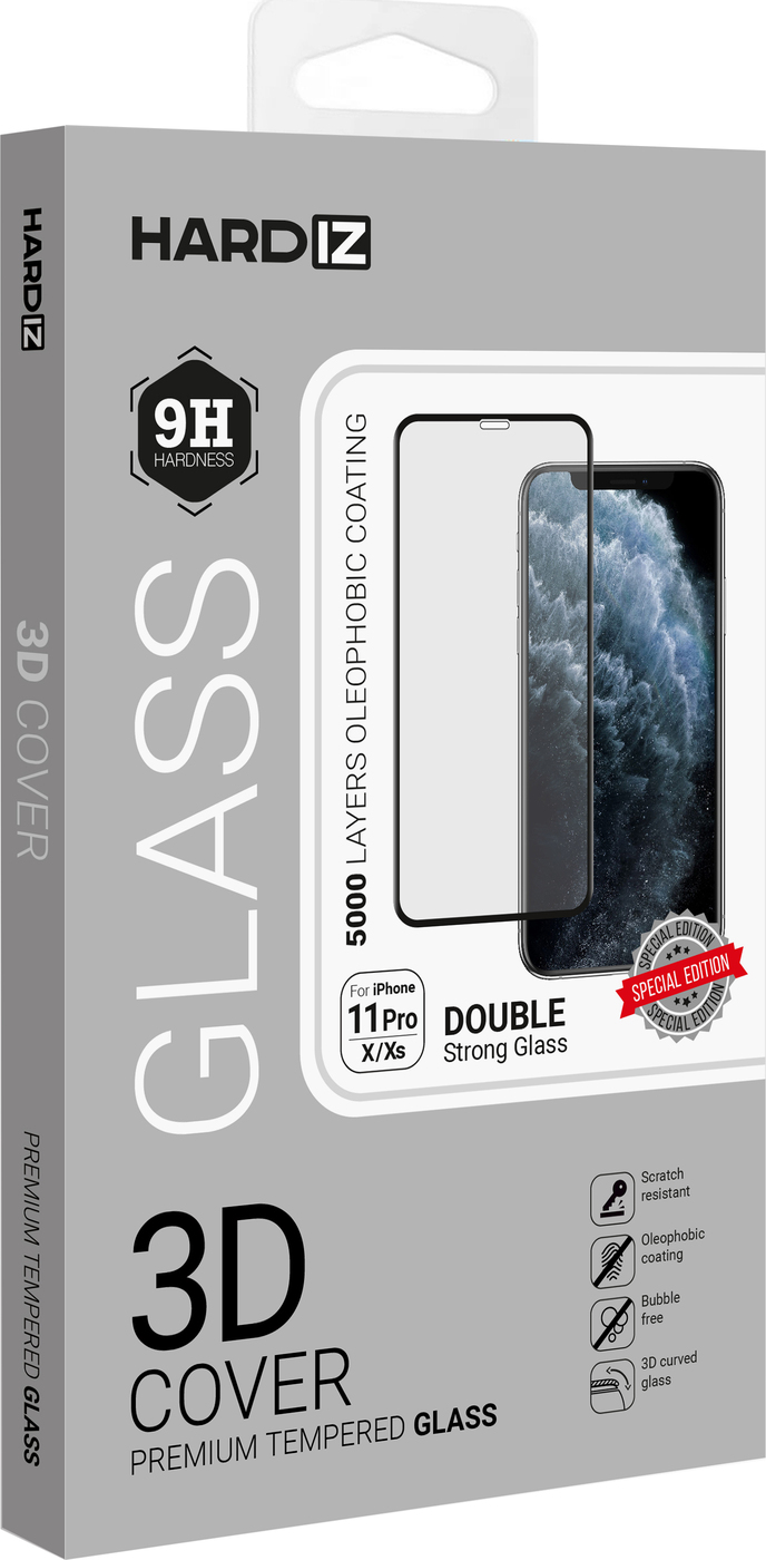 фото Защитное стекло HARDIZ Premium Tempered Glass for iPhone 11pro 3D Cover и Xs: Black/Черное