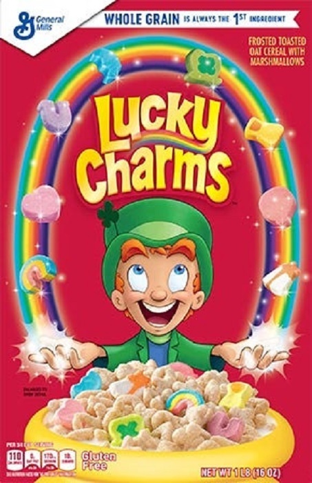 Сухой завтрак Lucky charms с маршмеллоу (Красный цвет), 297гр.