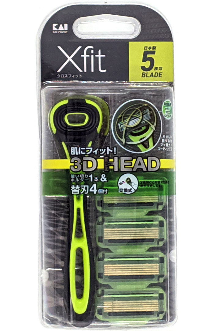 Kai Razor Xfit 3D Head 5 Blade Мужской станок для бритья + 4 сменных лезвия с плавающей 3D-головкой