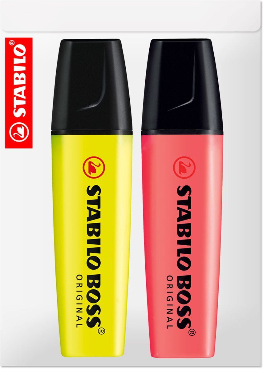 Набор текстовыделителей STABILO Boss Original, желтый, красный, 2 шт ...