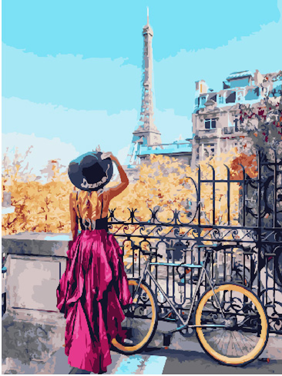 Картина девушка в Париже