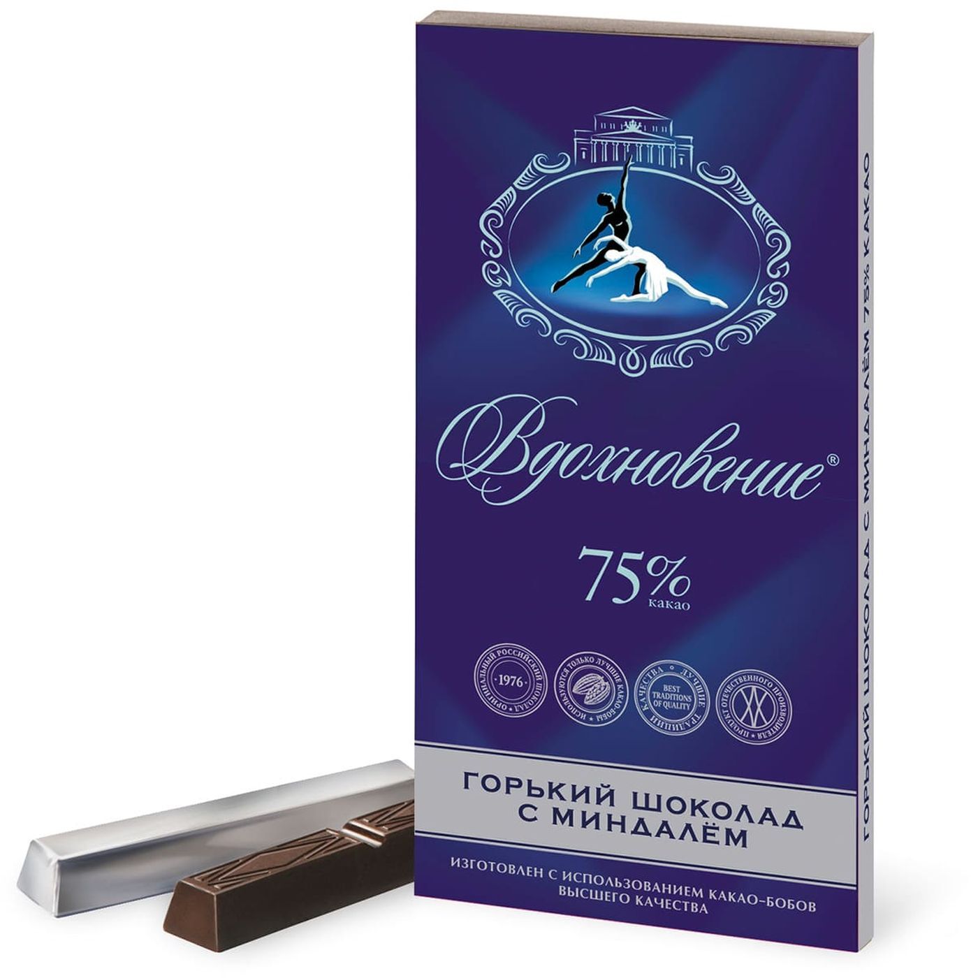 Шоколад Вдохновение Элитный, с миндалем, 75% какао, 100 г - купить с ...