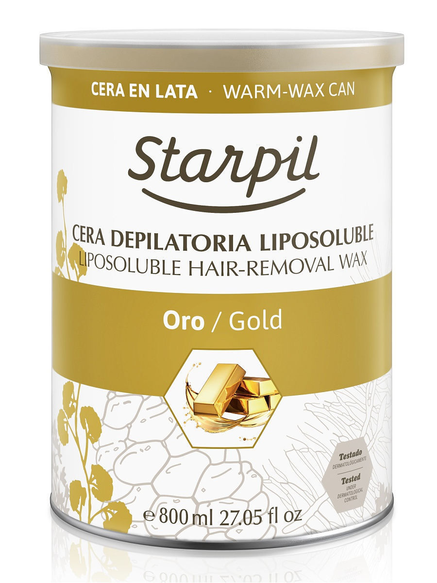 STARPIL Тёплый воск в банке для депиляции, золотой/cera oro, 800 мл.