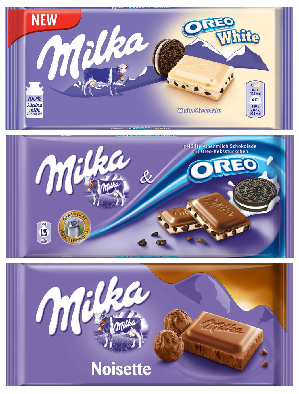 Шоколад Milka Oreo White + Oreo + Noisette (3 шт) - купить с доставкой ...
