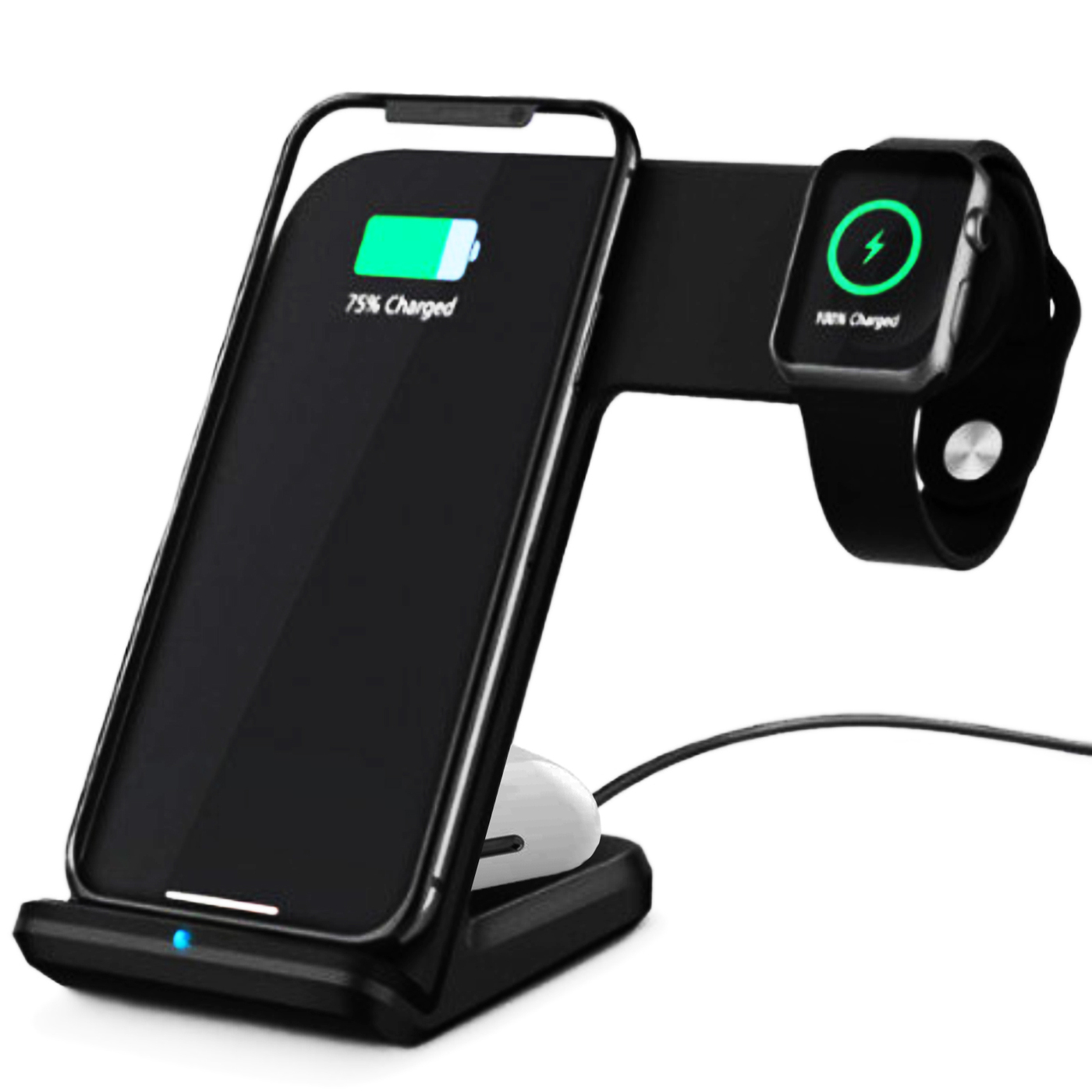 Беспроводное зарядное устройство iPhone 15W, 3 в 1 Qi, Qc 2.0, Qc 3.0 для смартфонов iPhone, Samsung, Xiaomi, iWatch 1 - 6 ser. и SE, Airpods 2, Airpods PRO, TWS, Jbl, Marshal ( Wireless Charger )