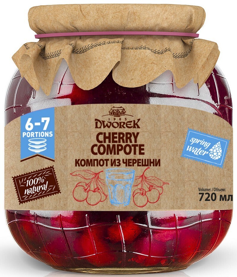 Компот из черешни 720 мл Dworek — купить в интернет-магазине OZON с ...