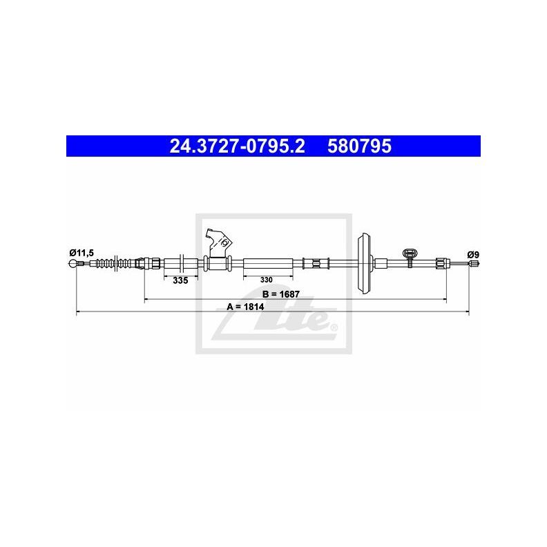 Трос стояночного тормоза CHEVROLET Cruze/OPEL Astra J /L1814mm ATE 24.3727-0795.2