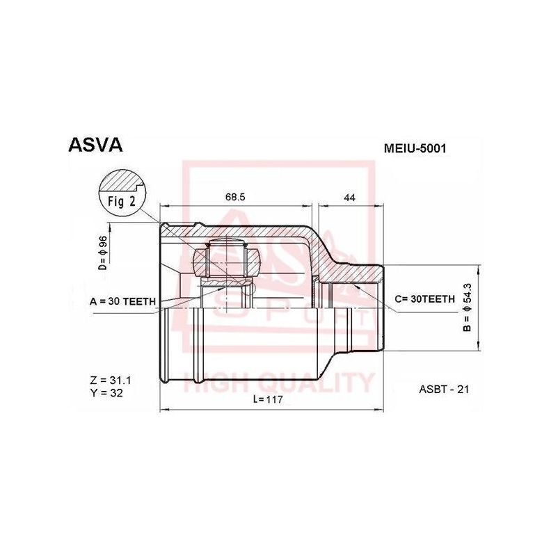 Внутренний 30. ASVA шрус внутренний VWRIU-001. ЗАЗ 11022215012 шрус чертеж. Meiu5002.