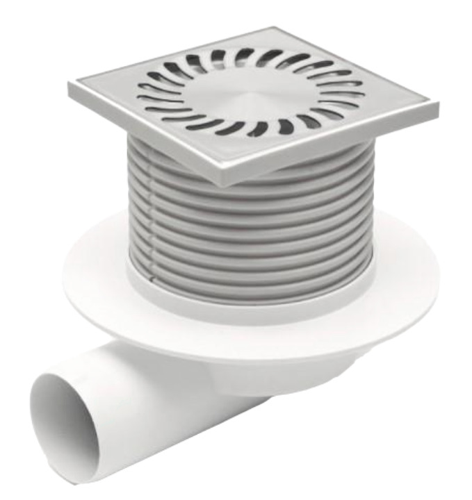 Трап пластиковый AZARIO D50(боковой слив) с решеткой SUN 10х10см ...