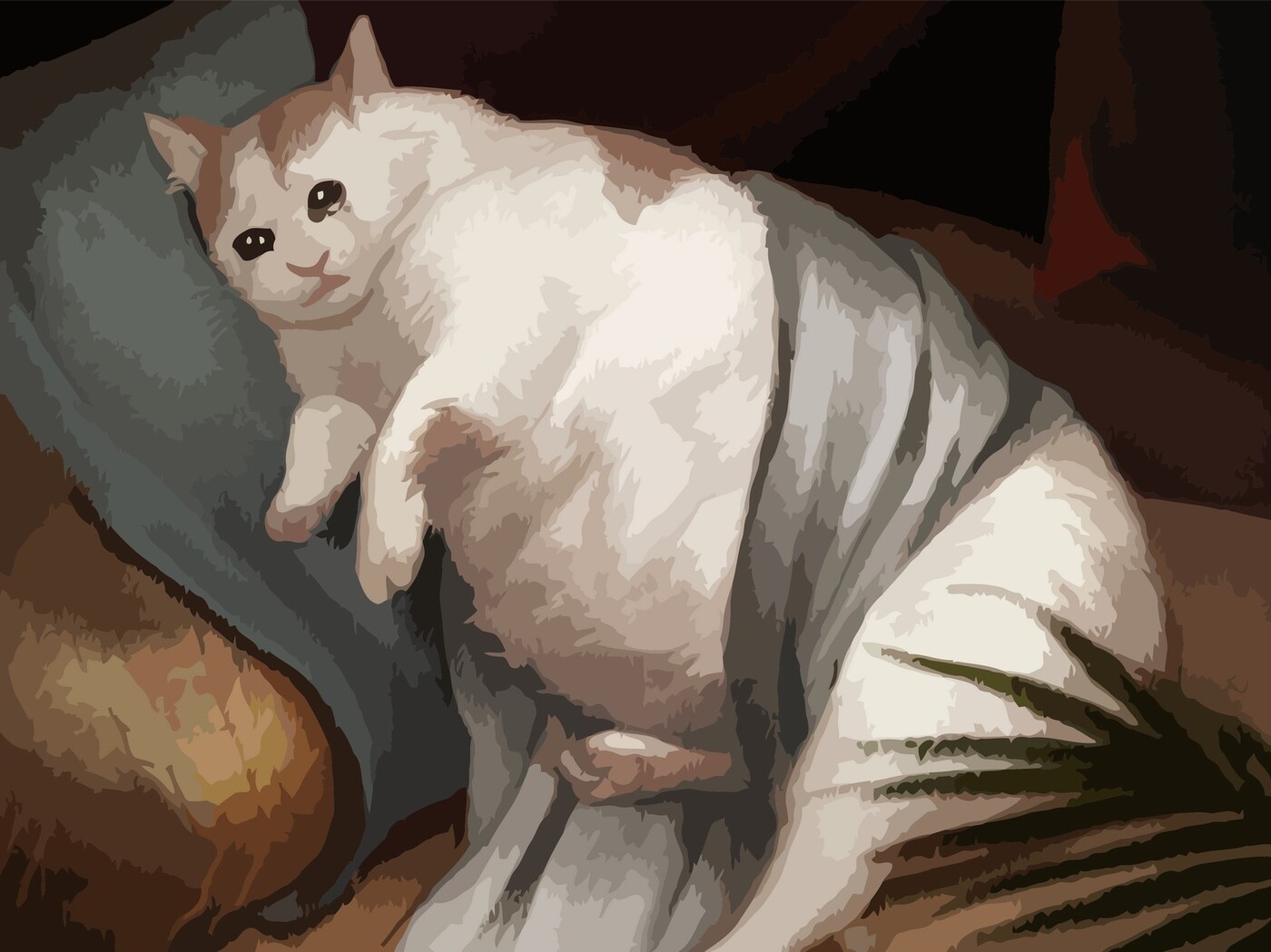 Толстый котик раскраска картина по номерам на холсте z-na57 40х40