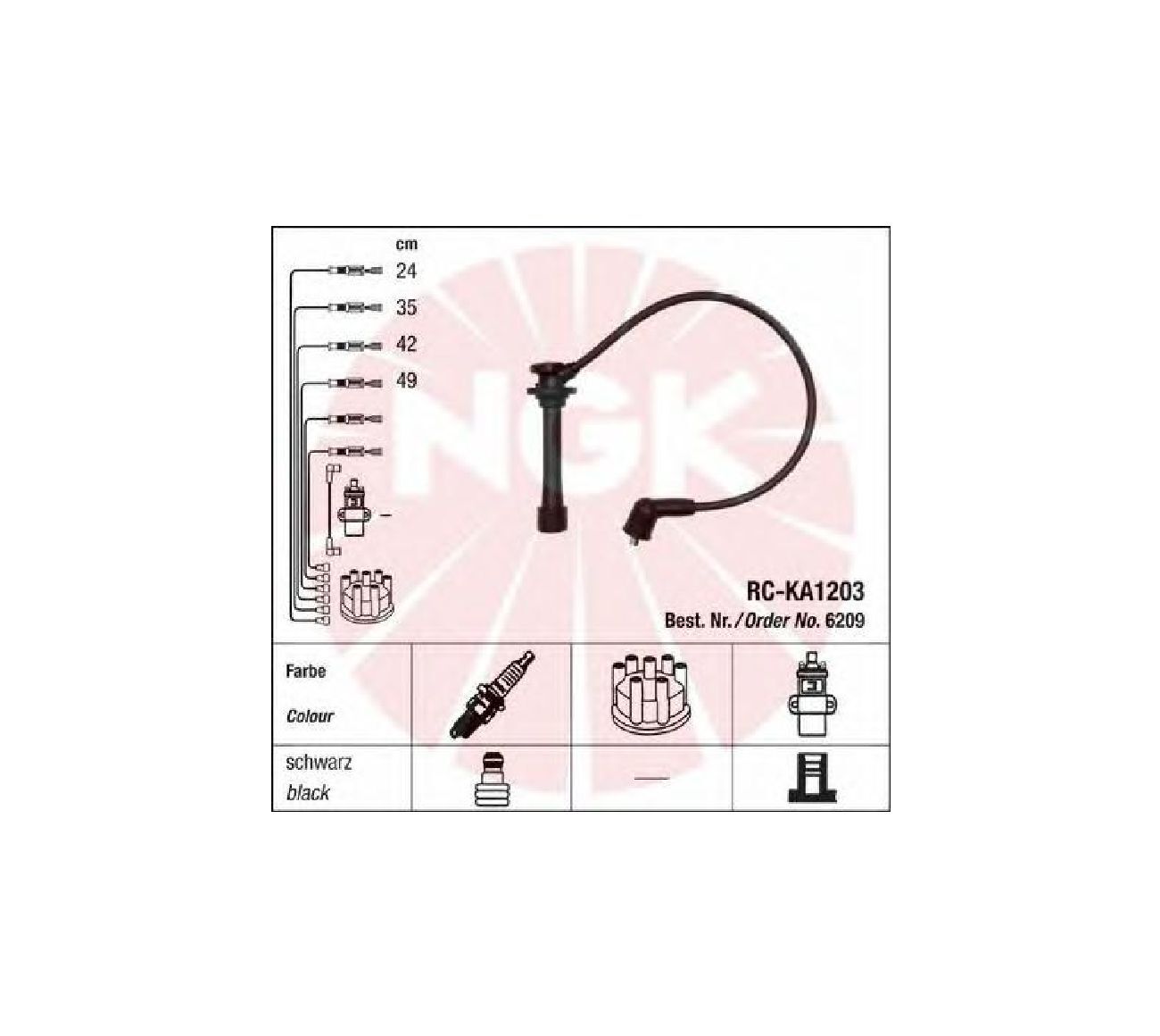 NGK Комплект высоковольтных проводов, арт. RCKA1203